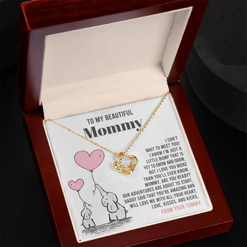 To My Beautiful Mommy - Love Me With All Your Heart - Love Knot Necklace - Mallard Moon Gift Shop