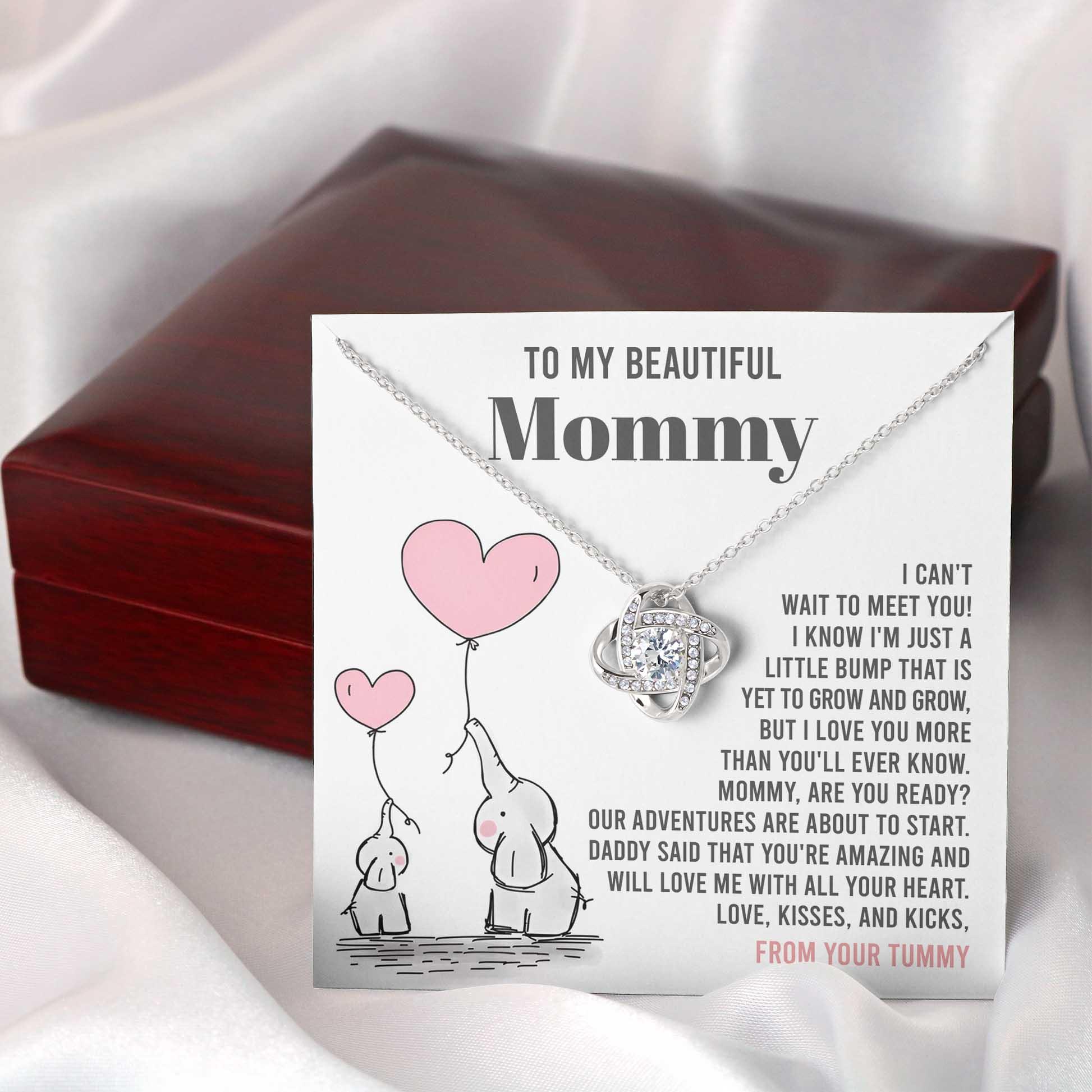 To My Beautiful Mommy - Love Me With All Your Heart - Love Knot Necklace - Mallard Moon Gift Shop