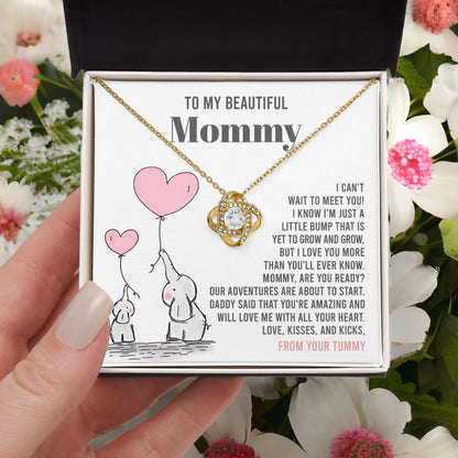 To My Beautiful Mommy - Love Me With All Your Heart - Love Knot Necklace - Mallard Moon Gift Shop