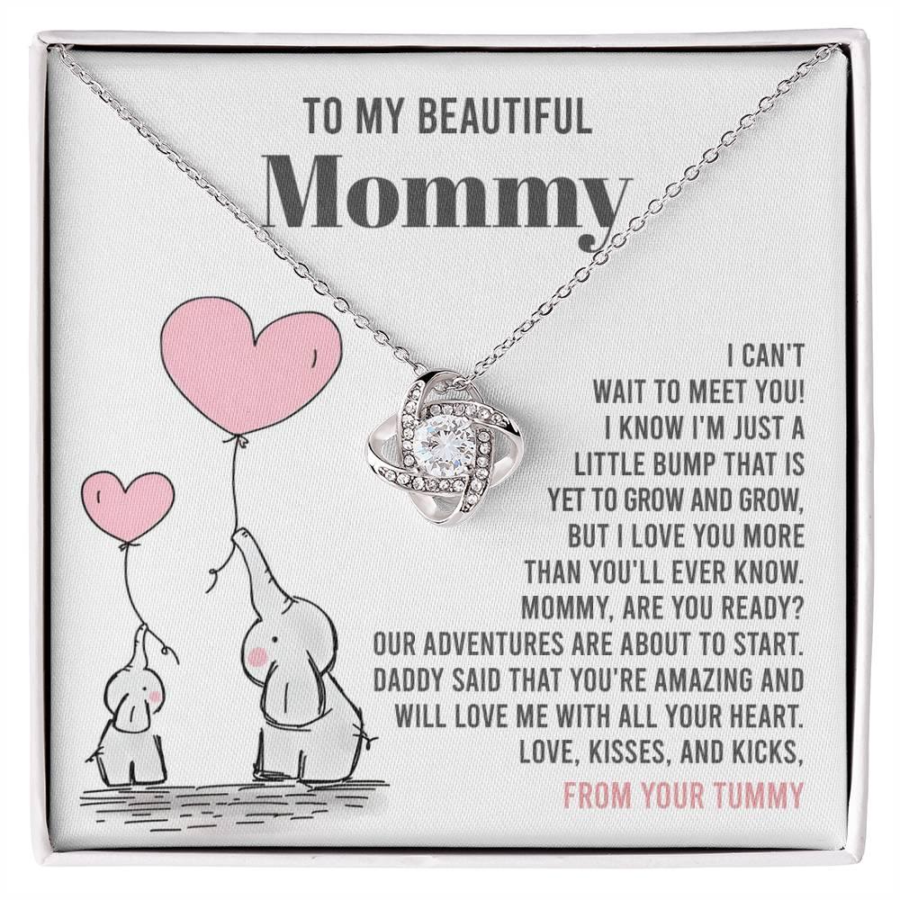 To My Beautiful Mommy - Love Me With All Your Heart - Love Knot Necklace - Mallard Moon Gift Shop