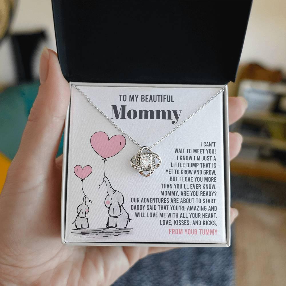 To My Beautiful Mommy - Love Me With All Your Heart - Love Knot Necklace - Mallard Moon Gift Shop