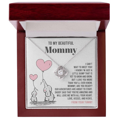 To My Beautiful Mommy - Love Me With All Your Heart - Love Knot Necklace - Mallard Moon Gift Shop