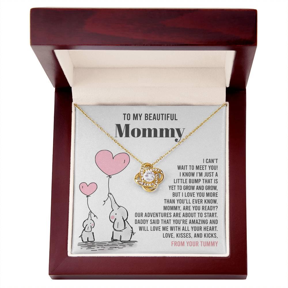 To My Beautiful Mommy - Love Me With All Your Heart - Love Knot Necklace - Mallard Moon Gift Shop