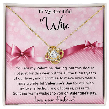 To My Beautiful Wife I Promise You Love Knot Necklace with Flower Bouquet - Mallard Moon Gift Shop