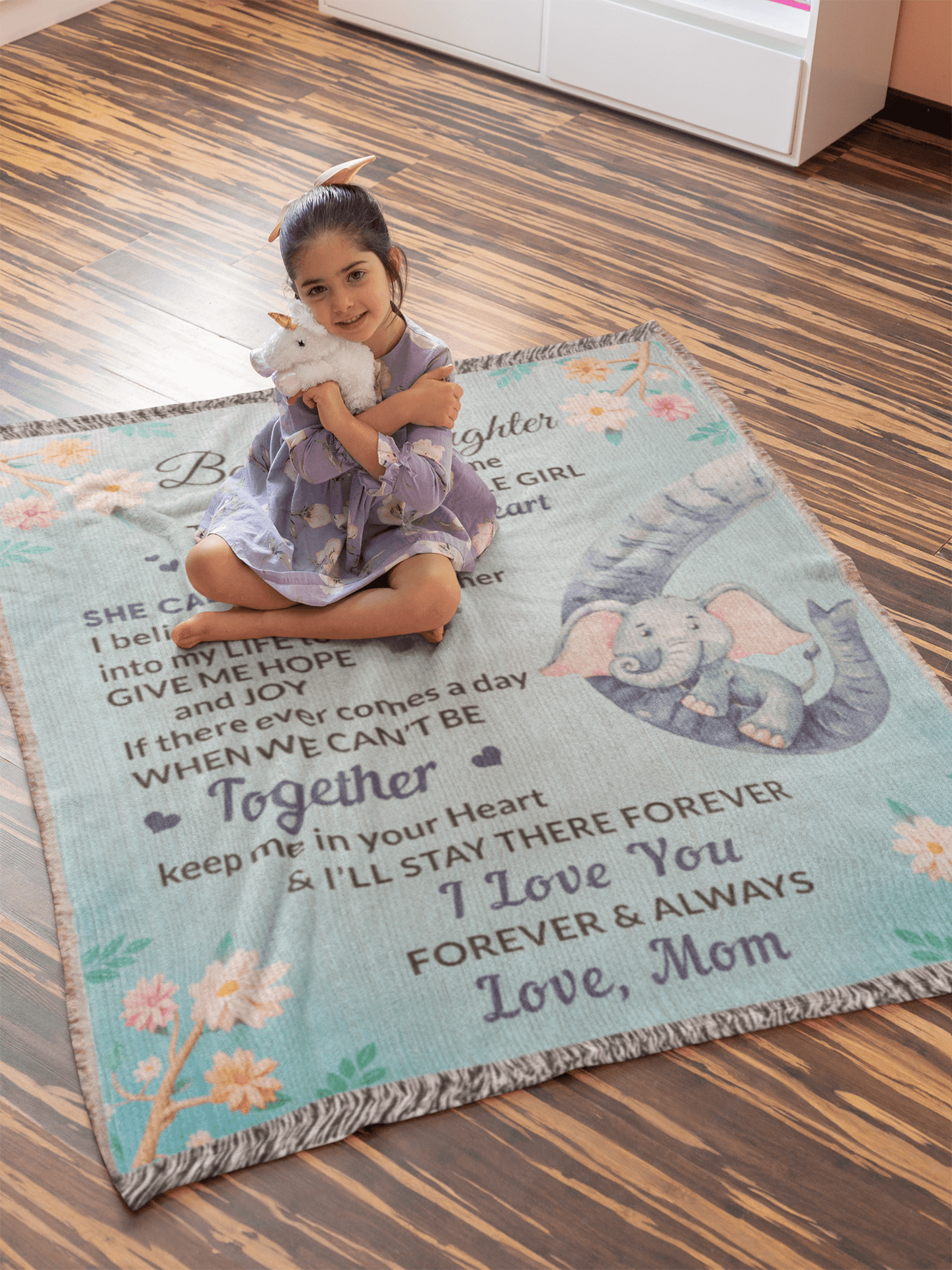 To My Bonus Daughter, You bring me Hope and Joy Heirloom Woven Blanket - Mallard Moon Gift Shop