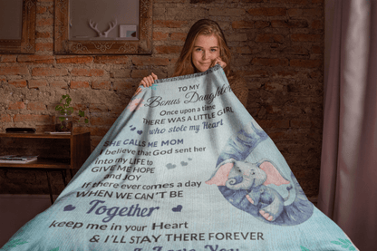 To My Bonus Daughter, You bring me Hope and Joy Heirloom Woven Blanket - Mallard Moon Gift Shop