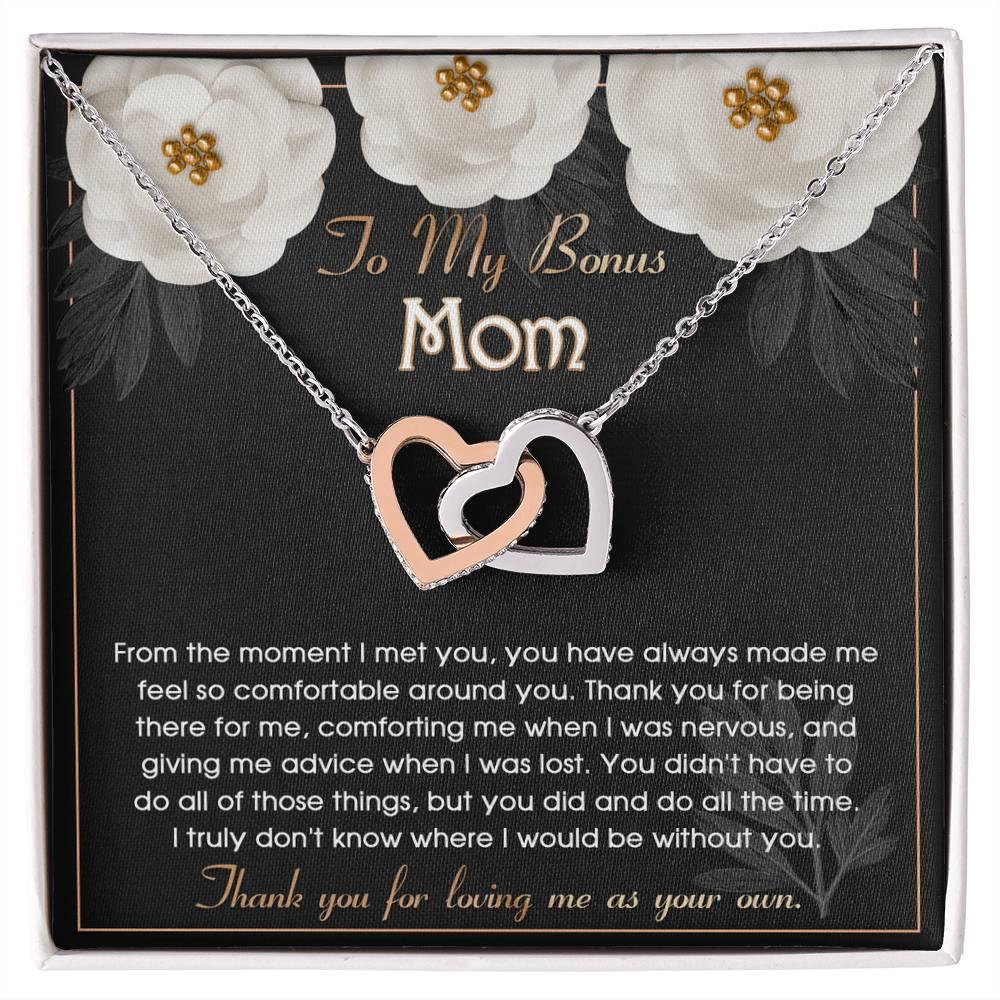 To My Bonus Mom Thank You for Loving Me as Your Own Hearts Pendant Necklace - Mallard Moon Gift Shop