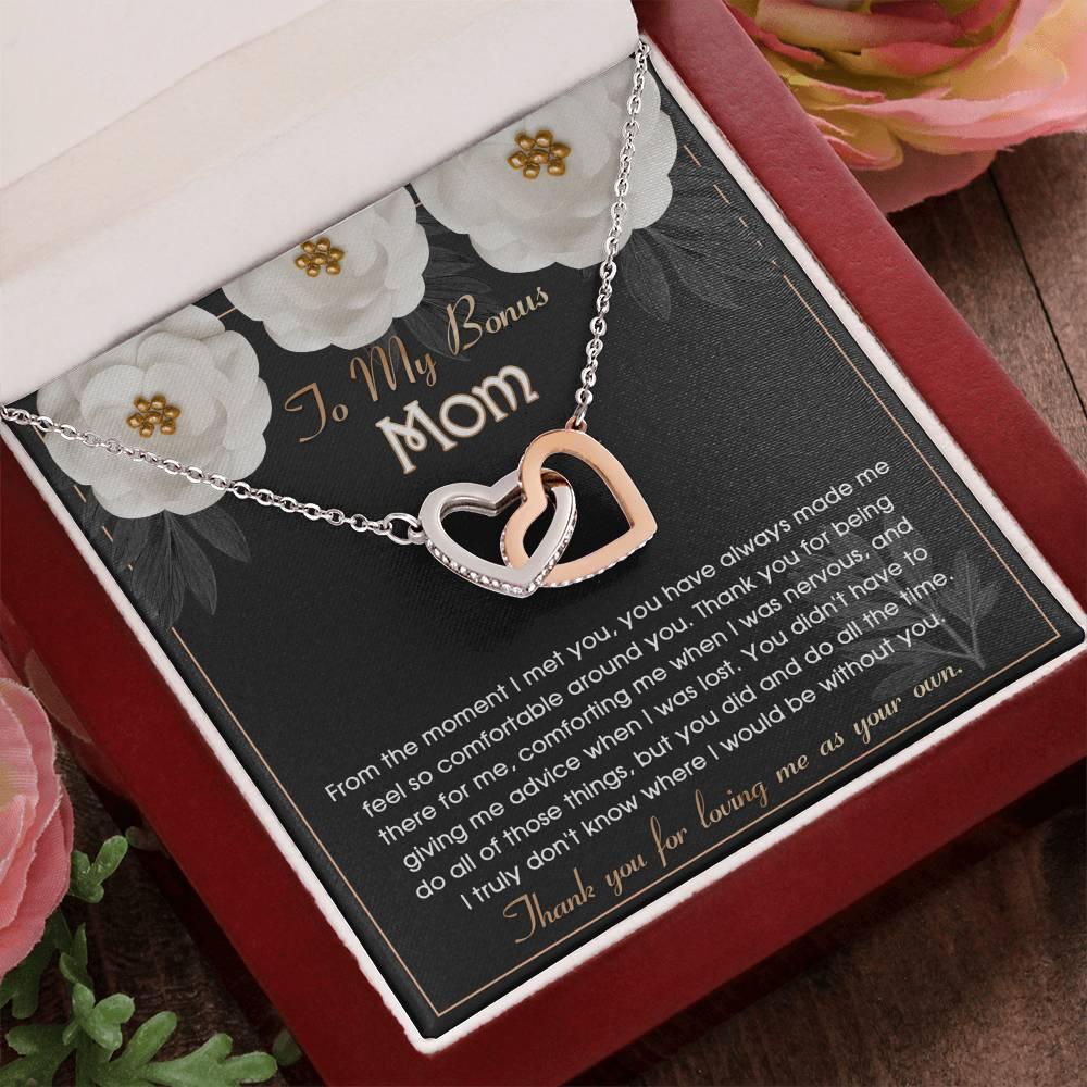 To My Bonus Mom Thank You for Loving Me as Your Own Hearts Pendant Necklace - Mallard Moon Gift Shop