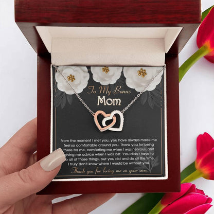 To My Bonus Mom Thank You for Loving Me as Your Own Hearts Pendant Necklace - Mallard Moon Gift Shop