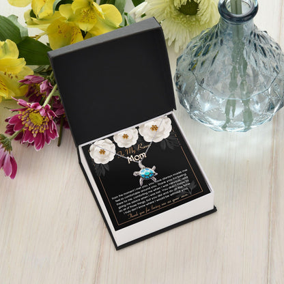 To My Bonus Mom Thank You For Loving Me Opal Turtle Pendant Necklace - Mallard Moon Gift Shop