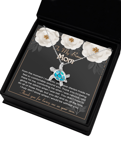 To My Bonus Mom Thank You For Loving Me Opal Turtle Pendant Necklace - Mallard Moon Gift Shop