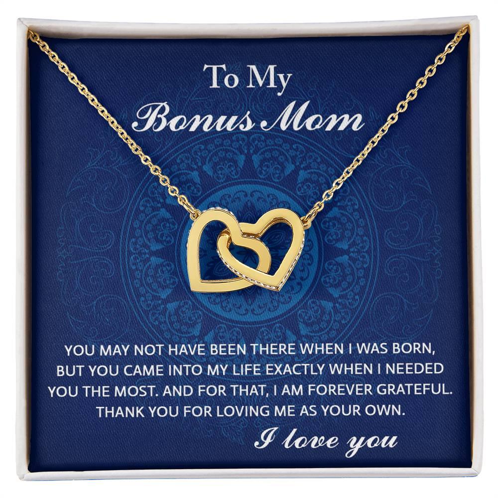 To My Bonus Mom - You Were There When I Needed You Interlocking Hearts Pendant Necklace - Mallard Moon Gift Shop