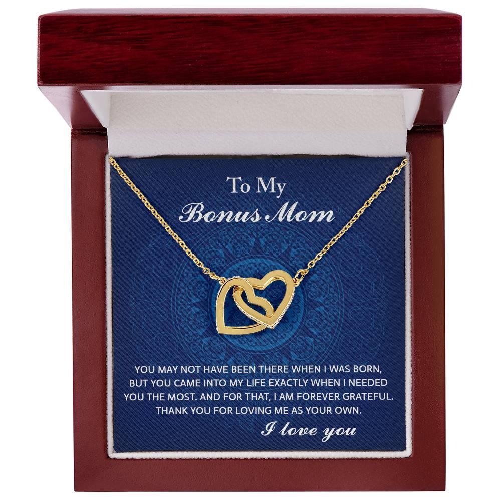 To My Bonus Mom - You Were There When I Needed You Interlocking Hearts Pendant Necklace - Mallard Moon Gift Shop