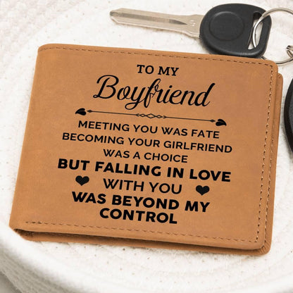 To My Boyfriend Meeting You Was Fate Genuine Cowhide Leather Wallet - Mallard Moon Gift Shop