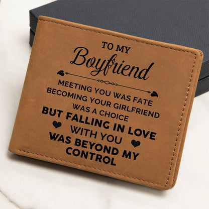 To My Boyfriend Meeting You Was Fate Genuine Cowhide Leather Wallet - Mallard Moon Gift Shop