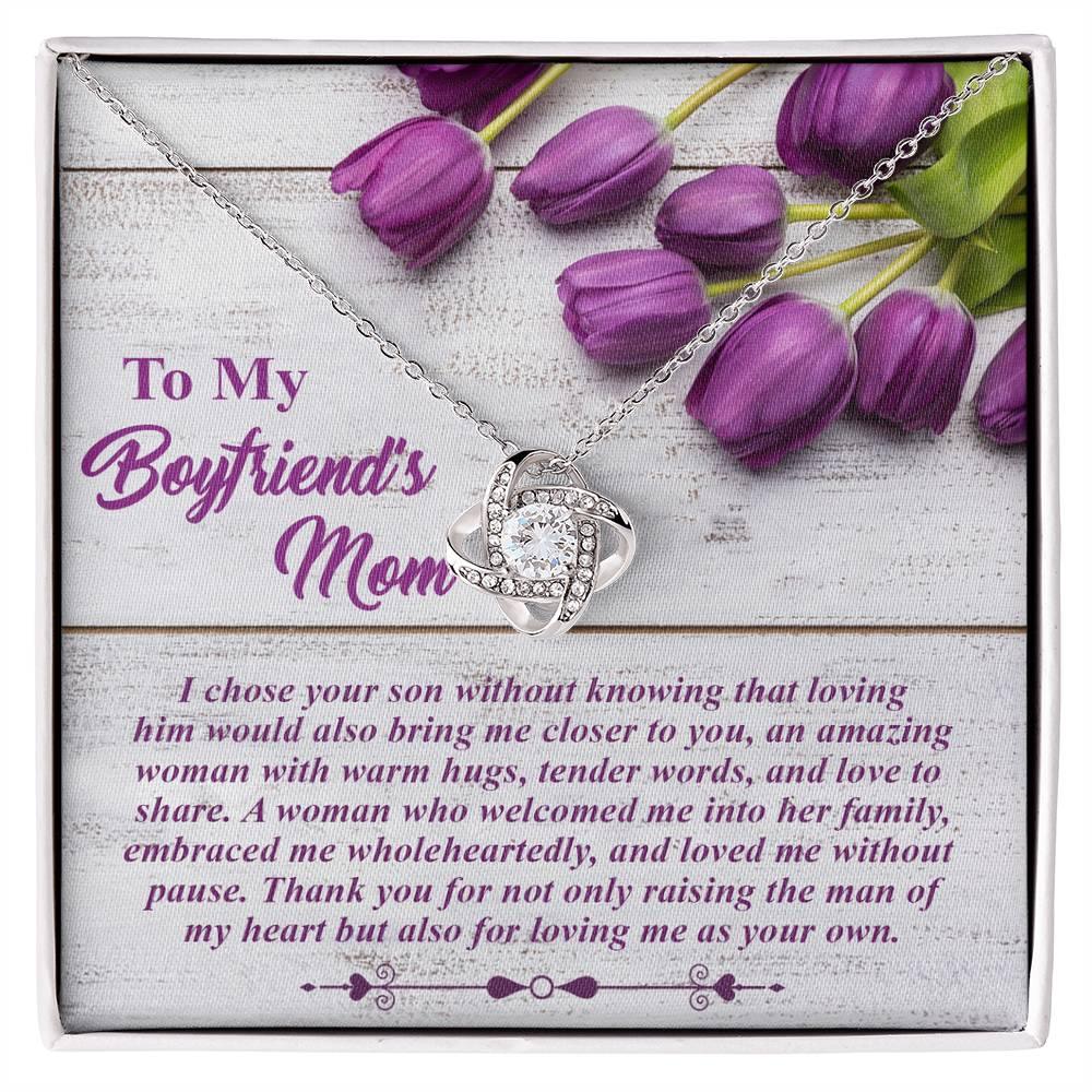 To My Boyfriend's Mother Love Knot Pendant Necklace with Heartfelt Message Card Thank You for Raising the Man of My Heart - Mallard Moon Gift Shop