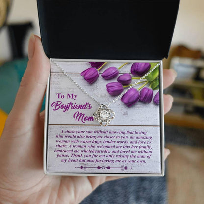 To My Boyfriend's Mother Love Knot Pendant Necklace with Heartfelt Message Card Thank You for Raising the Man of My Heart - Mallard Moon Gift Shop