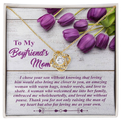 To My Boyfriend's Mother Love Knot Pendant Necklace with Heartfelt Message Card Thank You for Raising the Man of My Heart - Mallard Moon Gift Shop