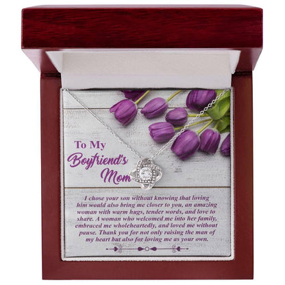 To My Boyfriend's Mother Love Knot Pendant Necklace with Heartfelt Message Card Thank You for Raising the Man of My Heart - Mallard Moon Gift Shop