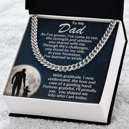 To My Dad - You Stood By My Side - Cuban Necklace - Mallard Moon Gift Shop