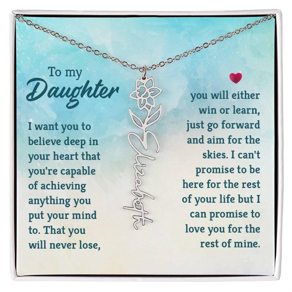 To My Daughter Aim for the Skies Birth Month Flower Necklace - Mallard Moon Gift Shop