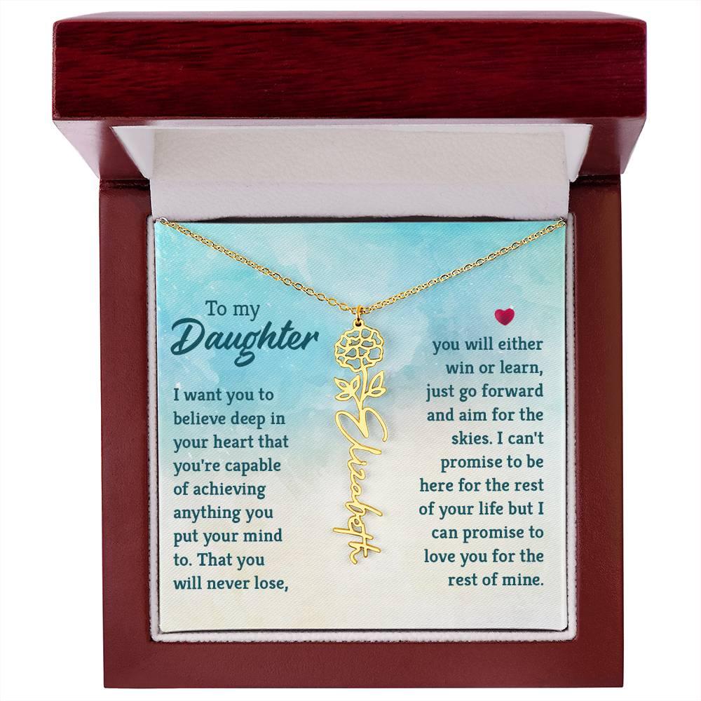To My Daughter Aim for the Skies Birth Month Flower Necklace - Mallard Moon Gift Shop