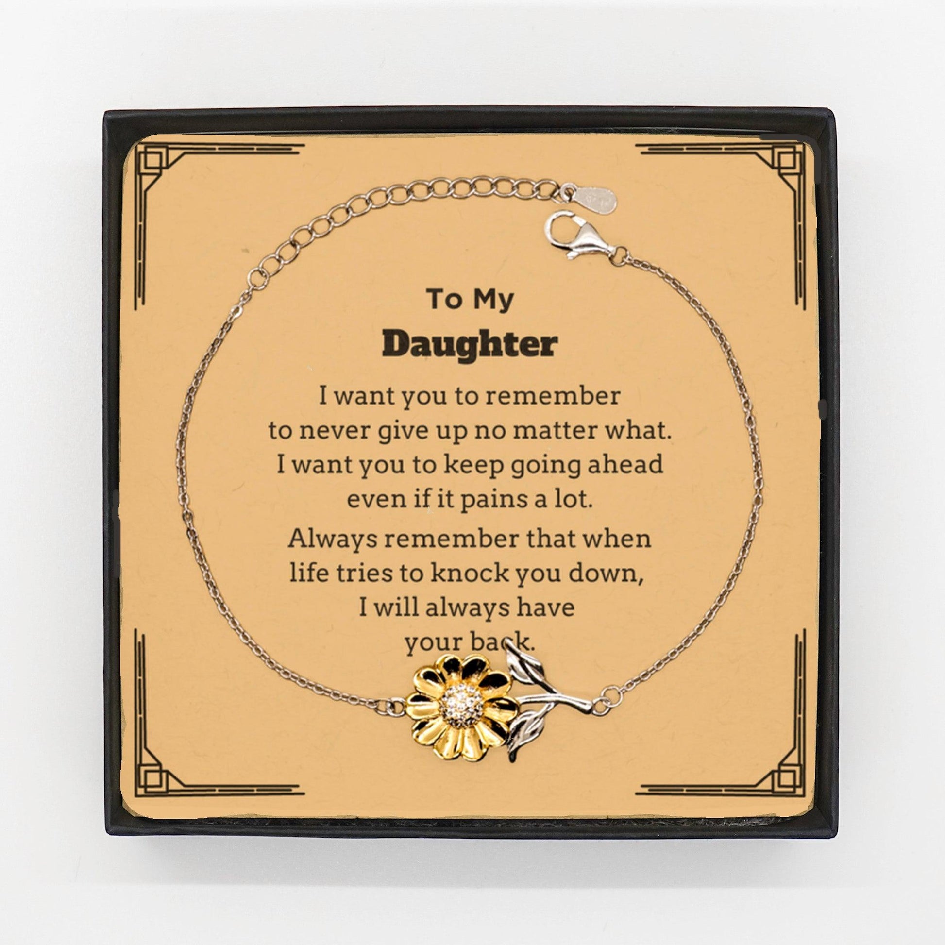 To My Daughter Gifts, Never give up no matter what, Inspirational Daughter Sunflower Bracelet, Encouragement Birthday Christmas Unique Gifts For Daughter - Mallard Moon Gift Shop