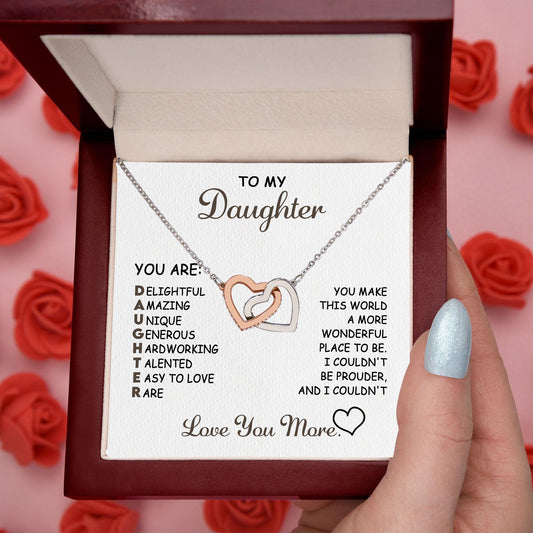 To My Daughter I Love You More Interlocking Hearts Necklace - Mallard Moon Gift Shop