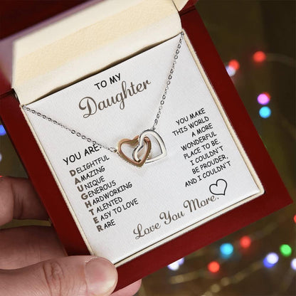 To My Daughter I Love You More Interlocking Hearts Necklace - Mallard Moon Gift Shop