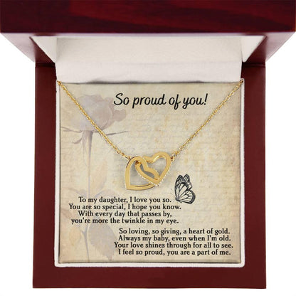 To My Daughter - Proud Of You - Interlocking Hearts Necklace - Mallard Moon Gift Shop