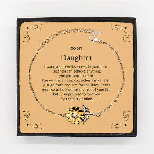 To My Daughter Remember, You will never lose. You will either WIN or LEARN, Keepsake Sunflower Bracelet , Birthday Christmas Gifts Ideas - Mallard Moon Gift Shop