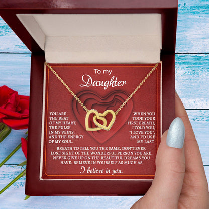 To My Daughter You Are the Beat of My Heart Interlocking Hearts Necklace - Mallard Moon Gift Shop