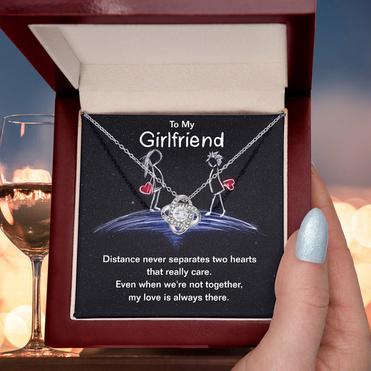 To My Girlfriend Distance Never Separates Two Hearts Valentine Love Knot Necklace - Mallard Moon Gift Shop