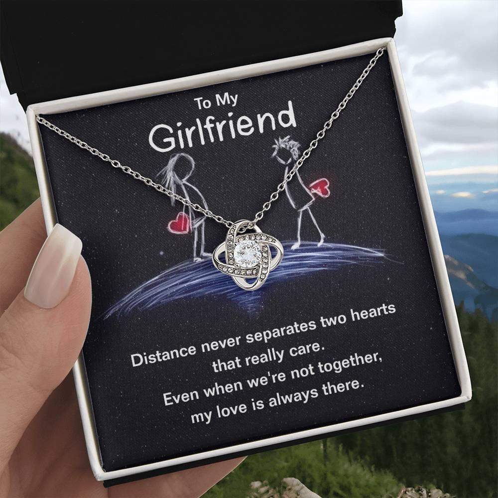 To My Girlfriend Distance Never Separates Two Hearts Valentine Love Knot Necklace - Mallard Moon Gift Shop