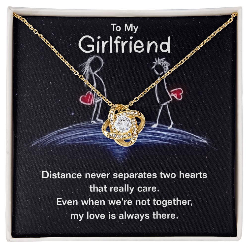 To My Girlfriend Distance Never Separates Two Hearts Valentine Love Knot Necklace - Mallard Moon Gift Shop