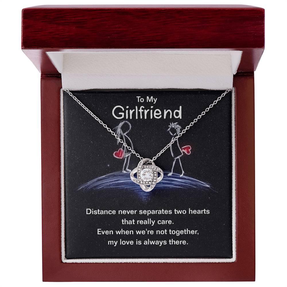 To My Girlfriend Distance Never Separates Two Hearts Valentine Love Knot Necklace - Mallard Moon Gift Shop