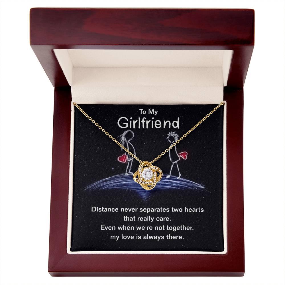 To My Girlfriend Distance Never Separates Two Hearts Valentine Love Knot Necklace - Mallard Moon Gift Shop