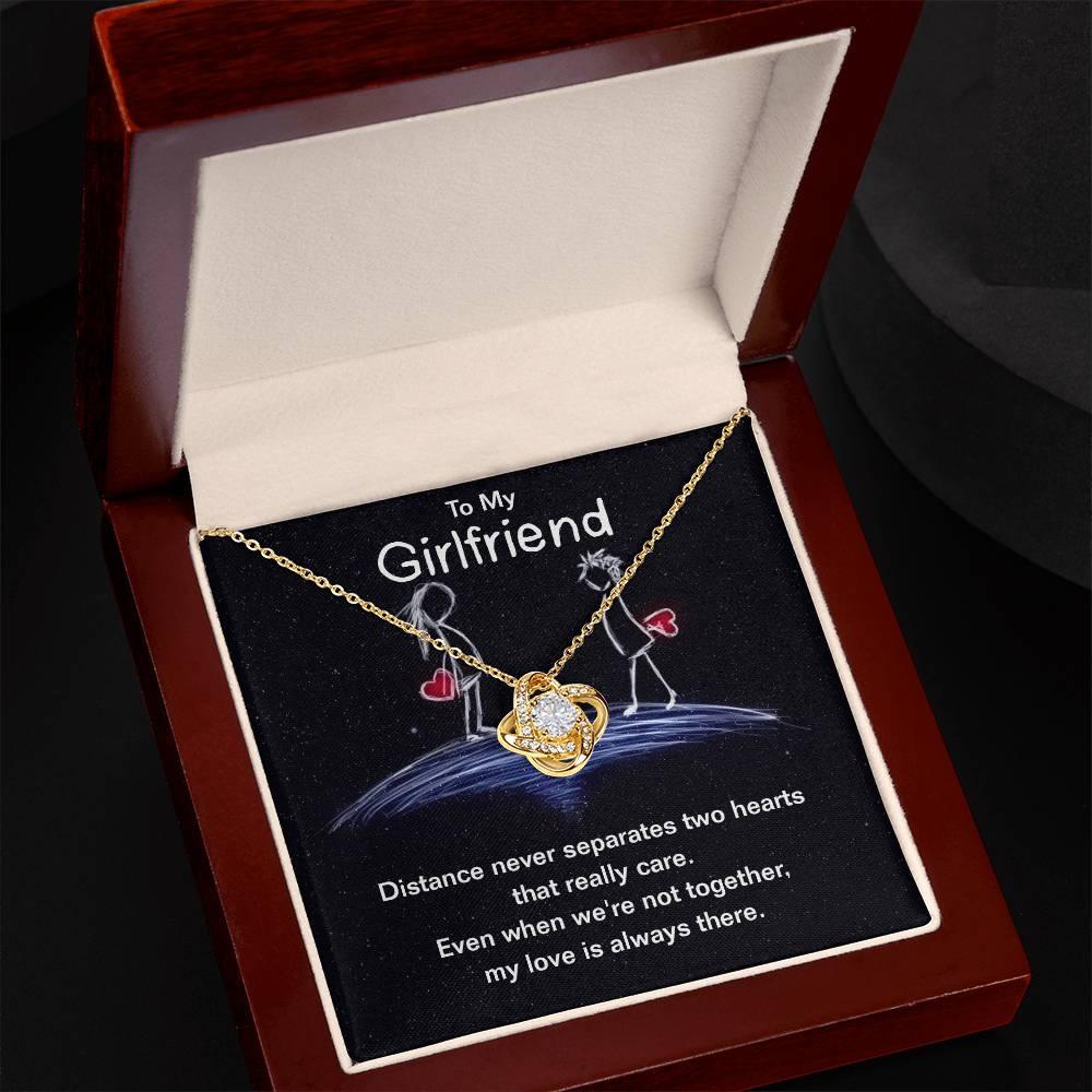 To My Girlfriend Distance Never Separates Two Hearts Valentine Love Knot Necklace - Mallard Moon Gift Shop