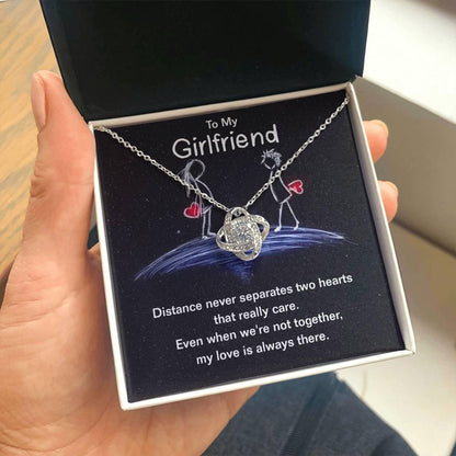 To My Girlfriend Distance Never Separates Two Hearts Valentine Love Knot Necklace - Mallard Moon Gift Shop