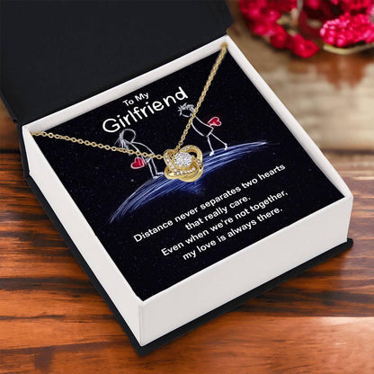 To My Girlfriend Distance Never Separates Two Hearts Valentine Love Knot Necklace - Mallard Moon Gift Shop