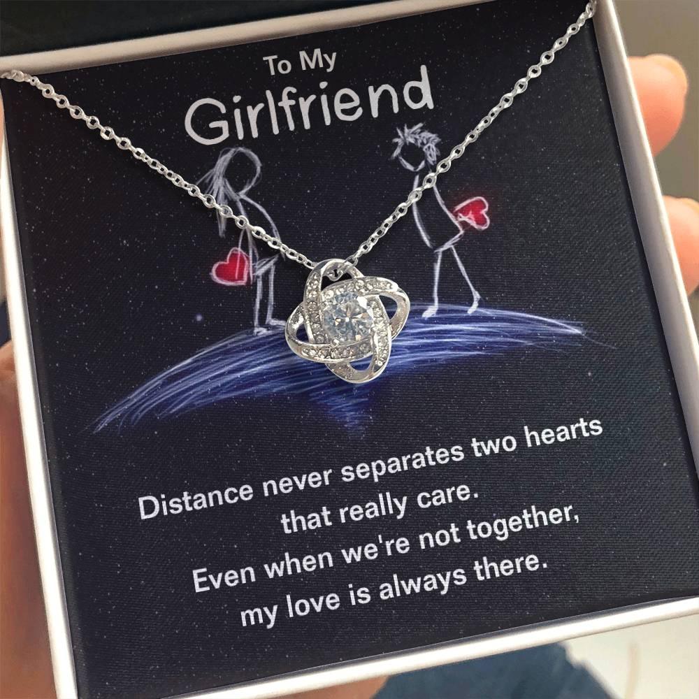 To My Girlfriend Distance Never Separates Two Hearts Valentine Love Knot Necklace - Mallard Moon Gift Shop