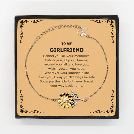 To My Girlfriend Gifts, Inspirational Girlfriend Sunflower Bracelet, Sentimental Birthday Christmas Unique Gifts For Girlfriend Behind you, all your memories, before you, all your dreams, around you, all who love you, within you, all you need - Mallard Moon Gift Shop