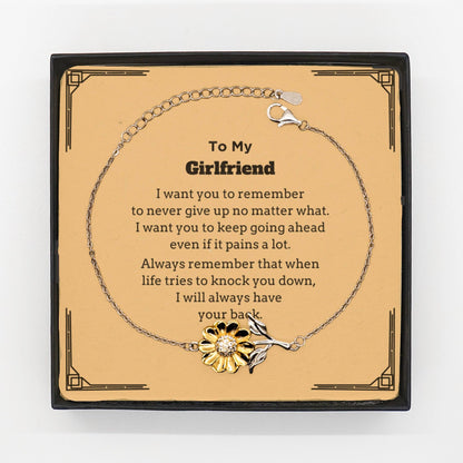 To My Girlfriend Gifts, Never give up no matter what, Inspirational Girlfriend Sunflower Bracelet, Encouragement Birthday Christmas Unique Gifts For Girlfriend - Mallard Moon Gift Shop