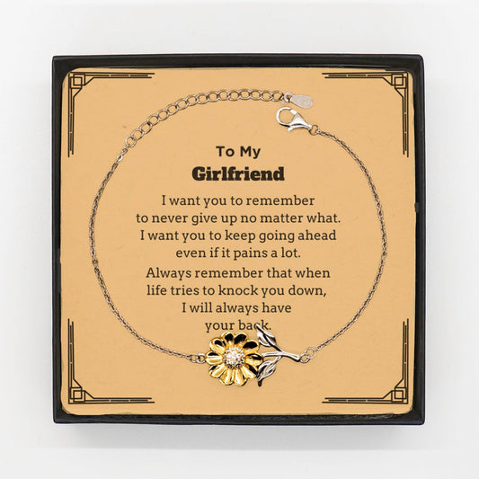 To My Girlfriend Gifts, Never give up no matter what, Inspirational Girlfriend Sunflower Bracelet, Encouragement Birthday Christmas Unique Gifts For Girlfriend - Mallard Moon Gift Shop