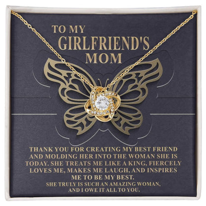 To My Girlfriend's Mom Thank You For My Best Friend Love Knot Pendant Necklace - Mallard Moon Gift Shop