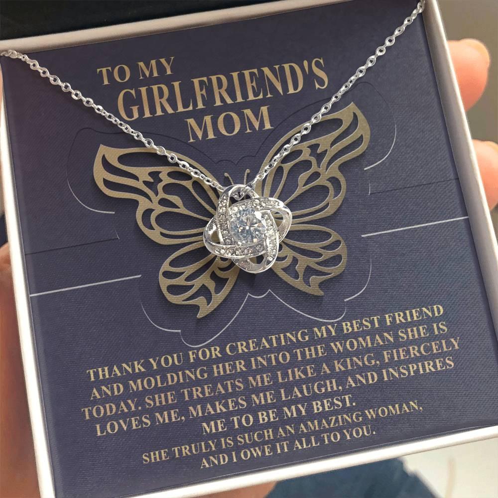 To My Girlfriend's Mom Thank You For My Best Friend Love Knot Pendant Necklace - Mallard Moon Gift Shop