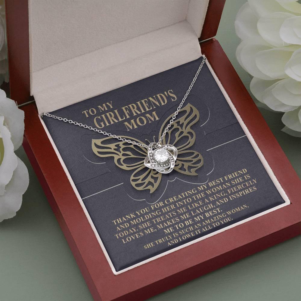 To My Girlfriend's Mom Thank You For My Best Friend Love Knot Pendant Necklace - Mallard Moon Gift Shop