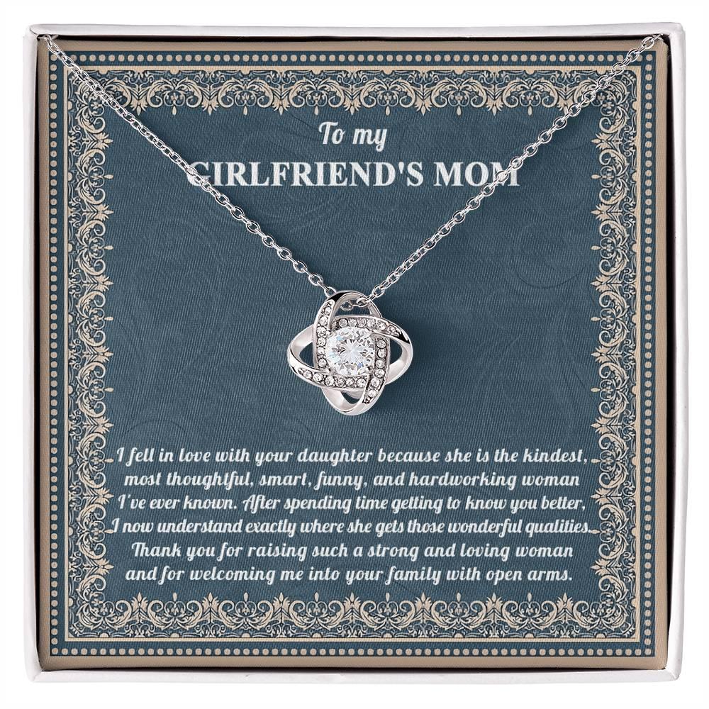 To My Girlfriend's Mother Thank You for Raising a Wonderful Woman Love Knot Pendant Necklace - Mallard Moon Gift Shop