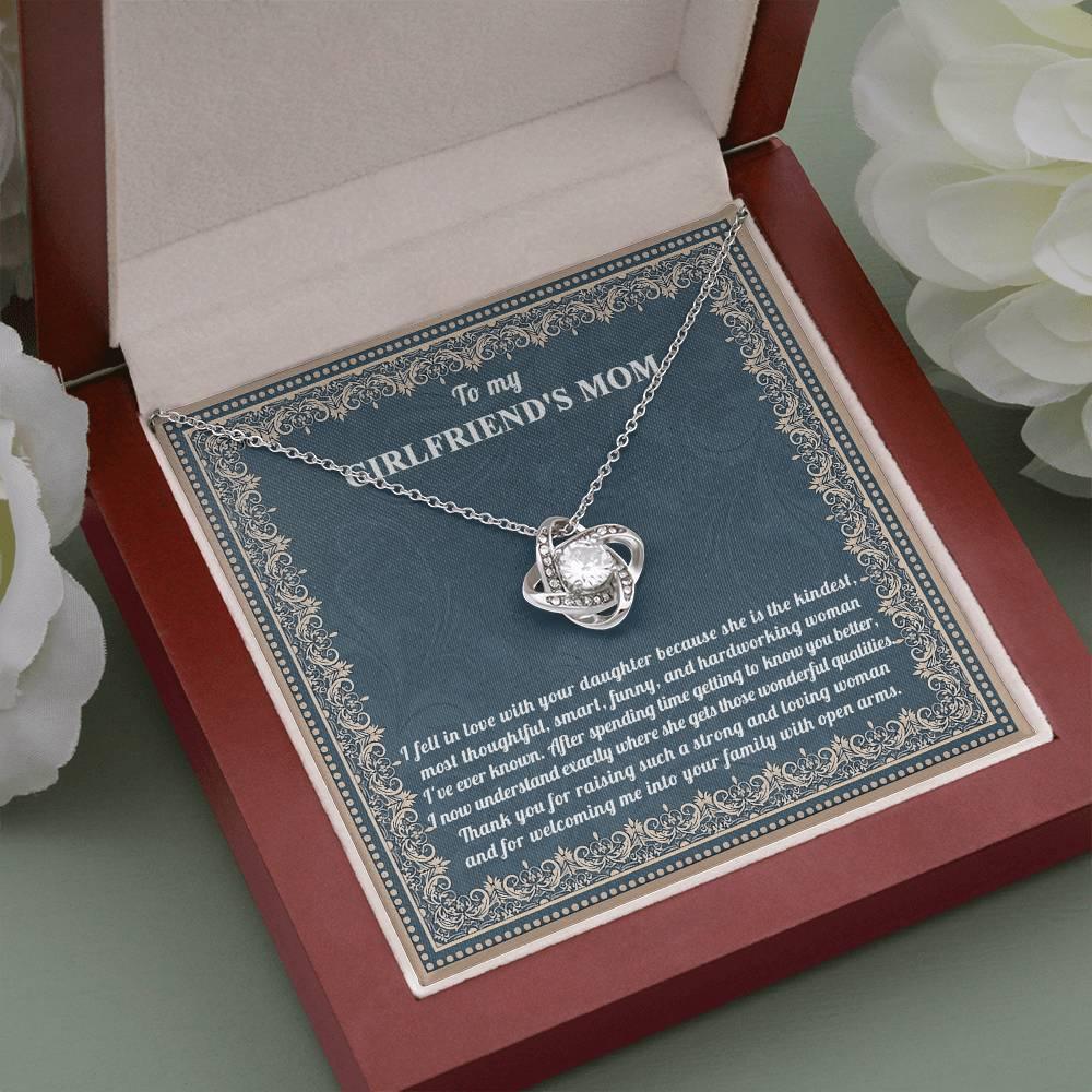 To My Girlfriend's Mother Thank You for Raising a Wonderful Woman Love Knot Pendant Necklace - Mallard Moon Gift Shop