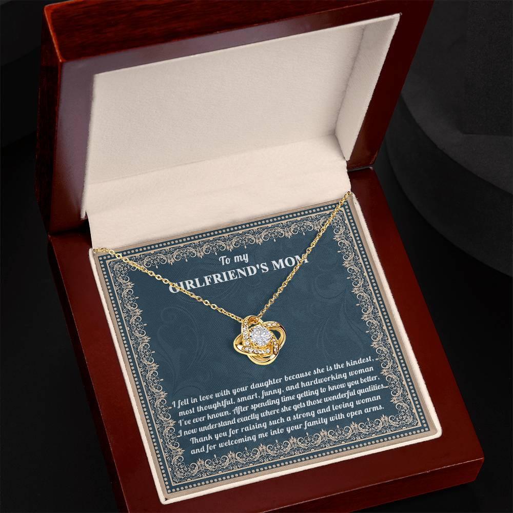 To My Girlfriend's Mother Thank You for Raising a Wonderful Woman Love Knot Pendant Necklace - Mallard Moon Gift Shop